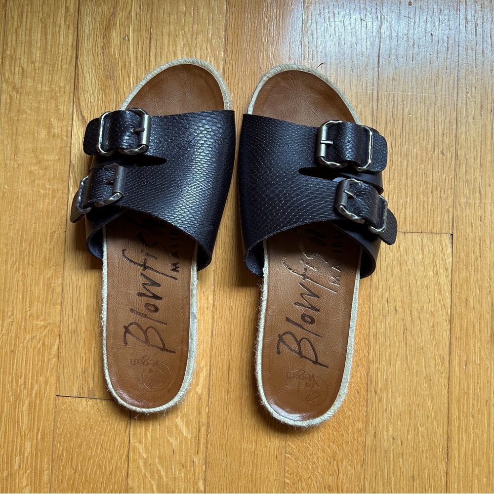 Blowfish Black Slides Sandals with buckle, size 7.5